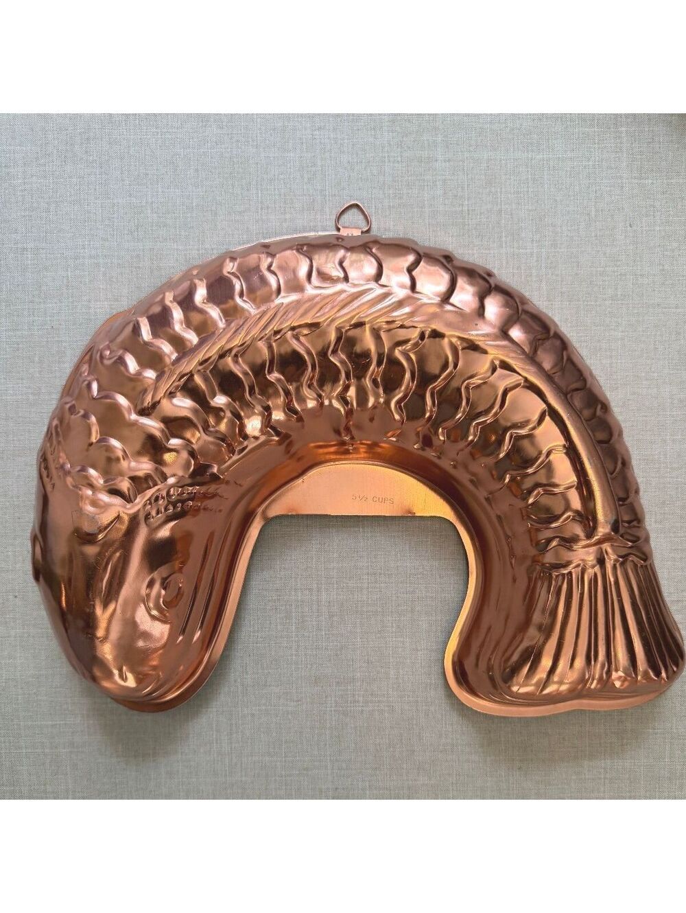 Vintage Copper Fish Gelatin Cake Mold Wall Hanging Decor 5.5 Cup